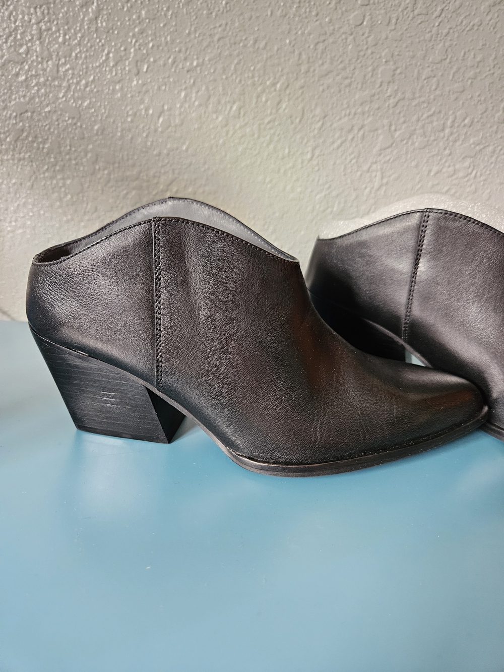 Seychelles Black Leather Slip-On Mules with Block Heel